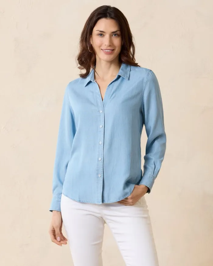 Tommy Bahama Tops and Shirts Chambray All Day LongSleeve Shirt Light Storm Wash 8211 Women Tommy Bahama Tops and Shirts Chambray All Day LongSleeve Shirt Light Storm Wash 8211 Women