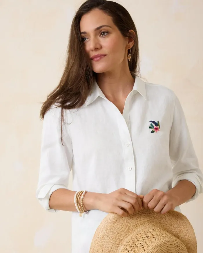 Tommy Bahama Tops and Shirts Coastalina Coastal Palms Linen Shirt White 8211 Women