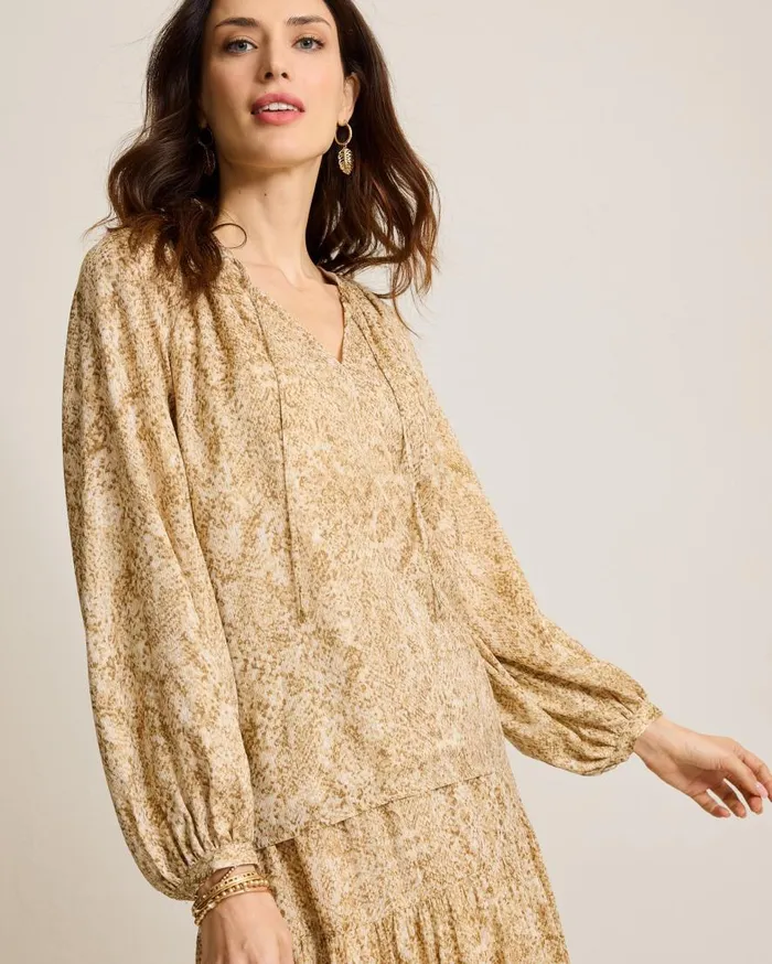 Tommy Bahama Tops and Shirts Playa Python Peasant Top Travertine 8211 Women