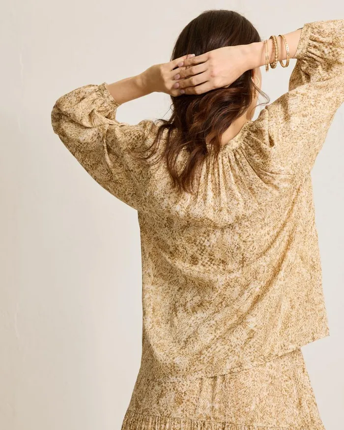 Tommy Bahama Tops and Shirts Playa Python Peasant Top Travertine 8211 Women