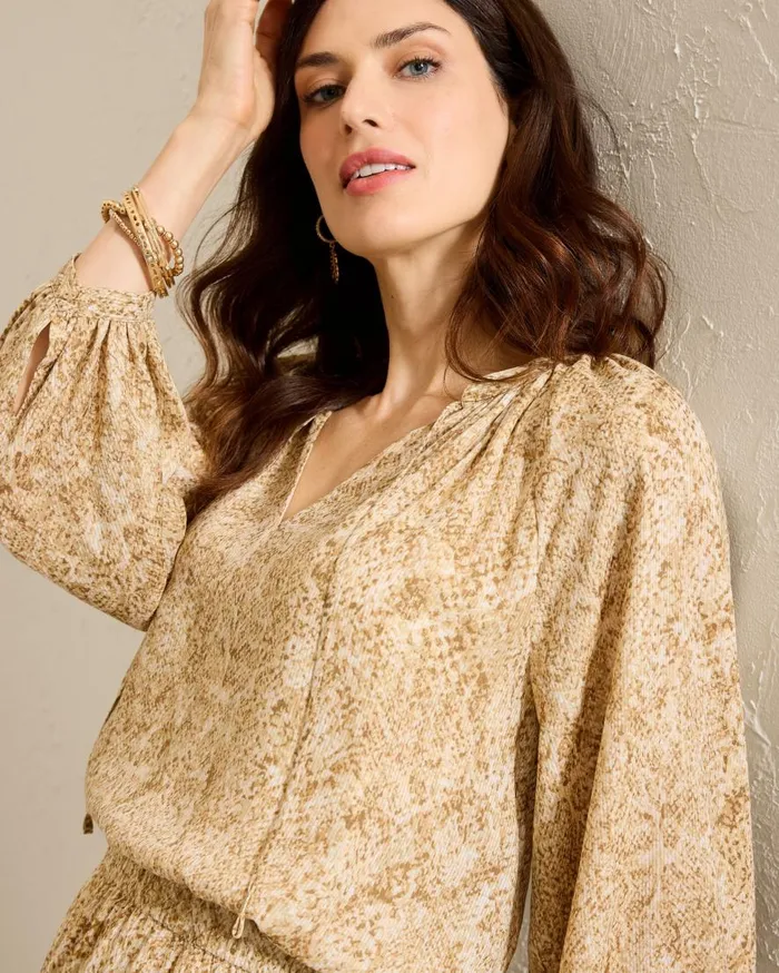 Tommy Bahama Tops and Shirts Playa Python Peasant Top Travertine 8211 Women