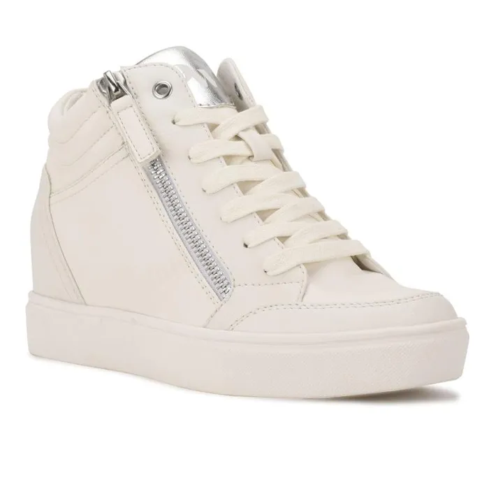 Tons High Top Hidden Wedge Sneakers Whitesilver Women Nine West Sneakers