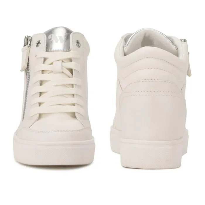 Tons High Top Hidden Wedge Sneakers Whitesilver Women Nine West Sneakers