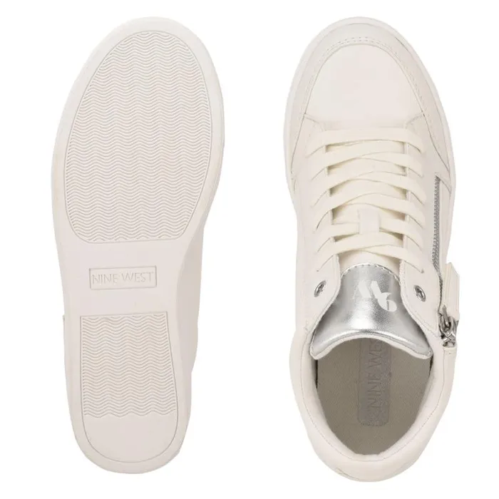 Tons High Top Hidden Wedge Sneakers Whitesilver Women Nine West Sneakers
