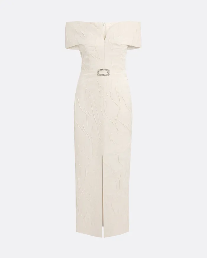 Tonyi Embroidered Midi Dress Ivory Women Dresses Safiyaa