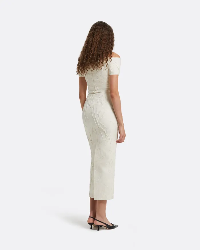 Tonyi Embroidered Midi Dress Ivory Women Dresses Safiyaa