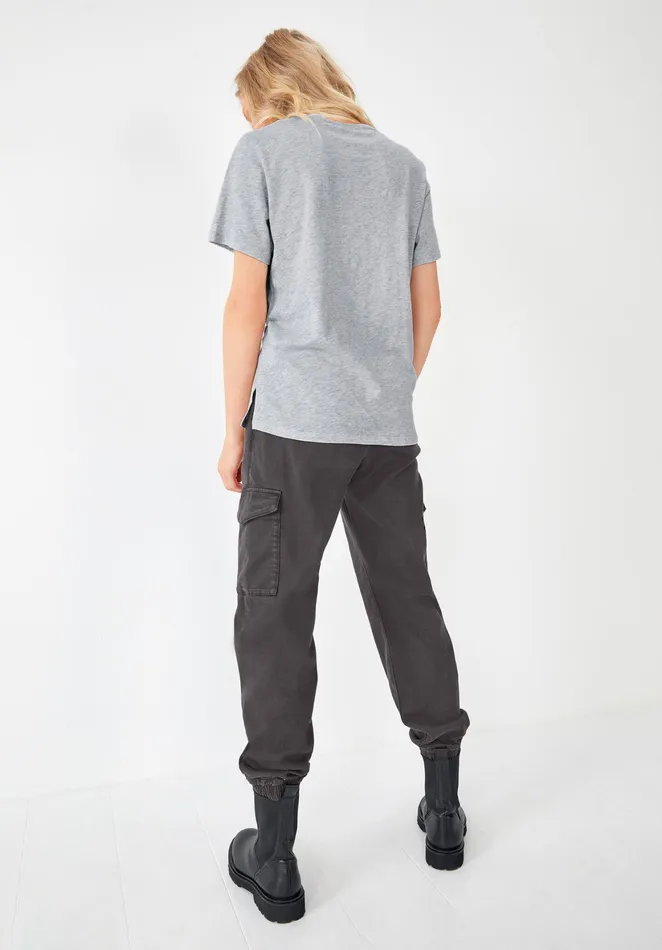 Tops and TShirts Women Hush Cali Cotton Slub Crew Tee Grey Marl