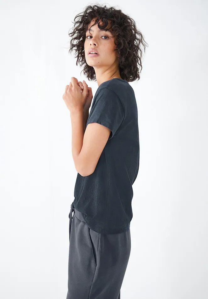 Tops and TShirts Women Hush Cali Cotton Slub Crew Tee Midnight
