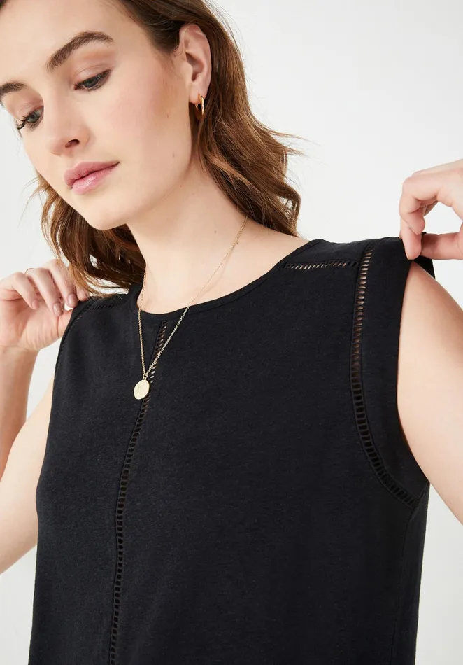 Tops and TShirts Women Hush Fia Linen Blend Vest Black