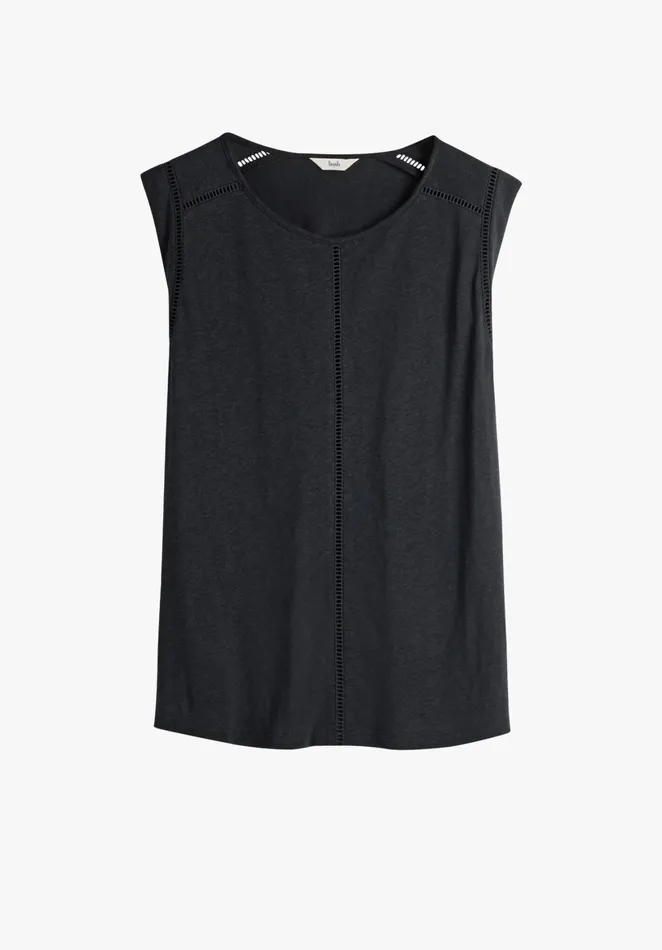 Tops and TShirts Women Hush Fia Linen Blend Vest Black