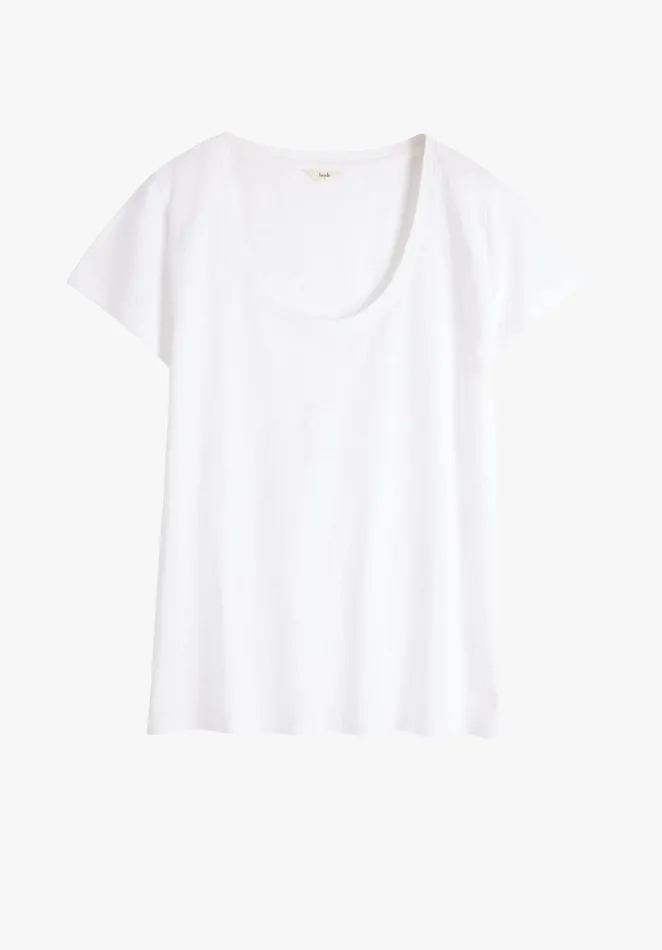 Tops and TShirts Women Hush Hari Scoop Neck Cotton Slub TShirt White