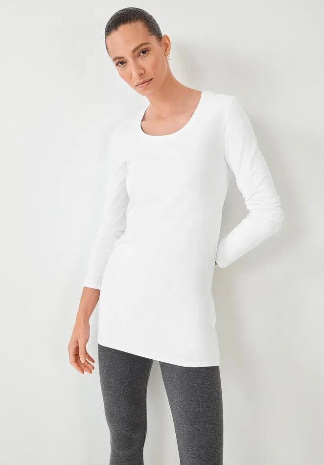 Tops and TShirts Women Hush Longline StretchCotton TShirt White