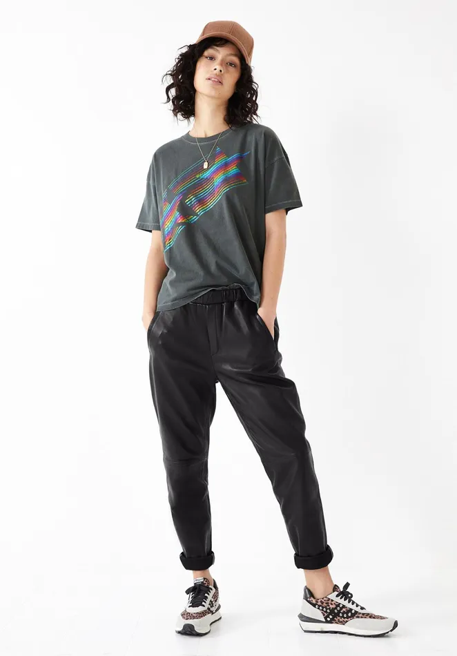 Tops and TShirts Women Hush Rainbow Star Boxy TShirt Dark Slate Grey