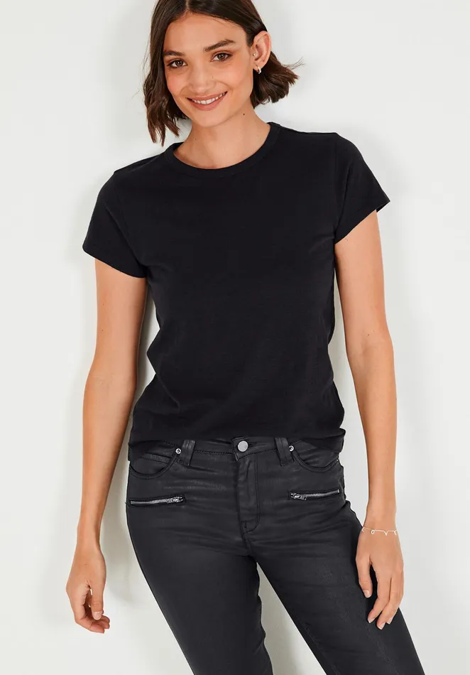 Tops and TShirts Women Hush Slim Fit Crew Tee Black