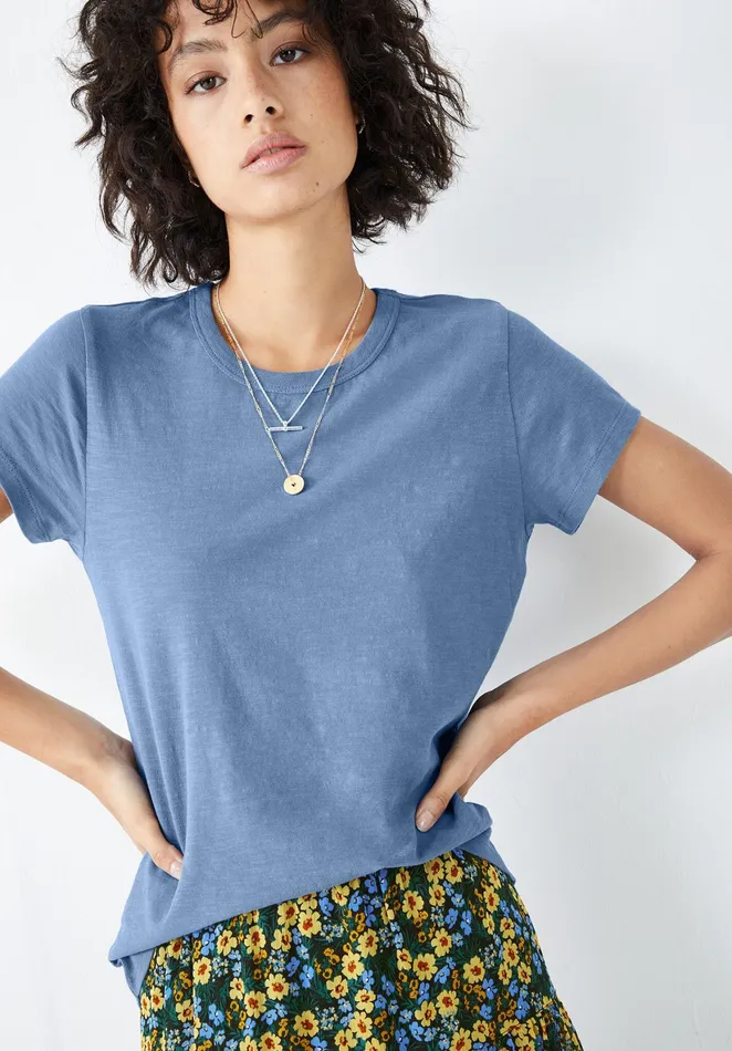 Tops and TShirts Women Hush Slim Fit Crew Tee Denim Blue