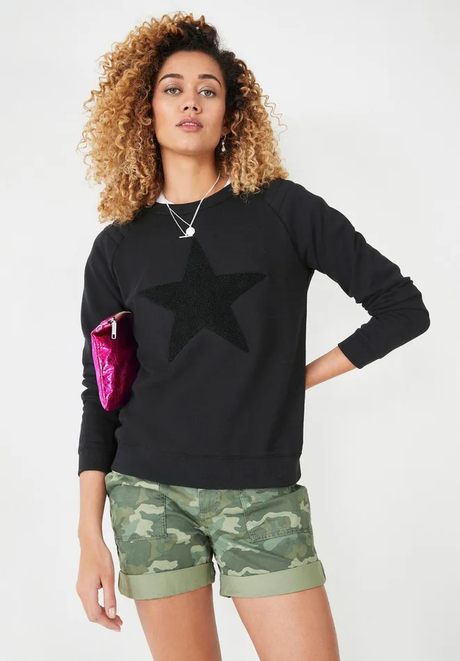 Tops and TShirts Women Hush Star Biker Sweatshirt Black