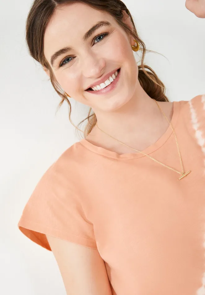 Tops and TShirts Women Hush Tie Dye Boyfriend TShirt Coral Sunset
