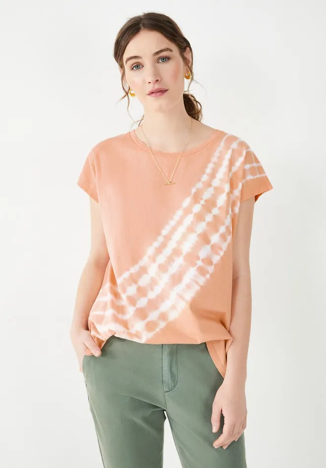 Tops and TShirts Women Hush Tie Dye Boyfriend TShirt Coral Sunset