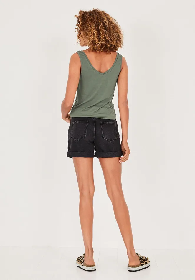 Tops and TShirts Women Hush VNeck Jersey Vest Top Khaki
