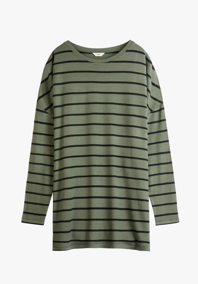 Tops and TShirts Women Hush Wide Jersey Top Khakiblack Stripe