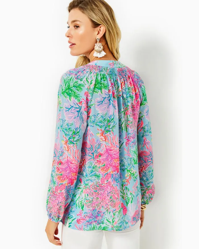 Tops WomenHome and Gifts Lilly Pulitzer Elsa Silk Top Celestial Blue Cay To My Heart