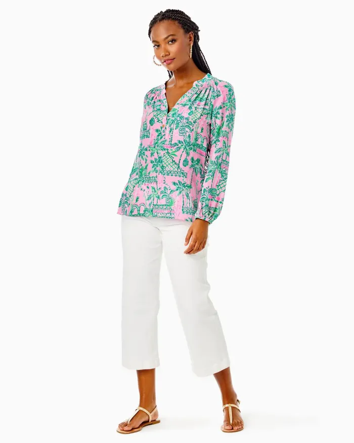 Tops WomenHome and Gifts Lilly Pulitzer Elsa Silk Top Mandevilla Baby Always Worth It Tops WomenHome and Gifts Lilly Pulitzer Elsa Silk Top Mandevilla Baby Always Worth It