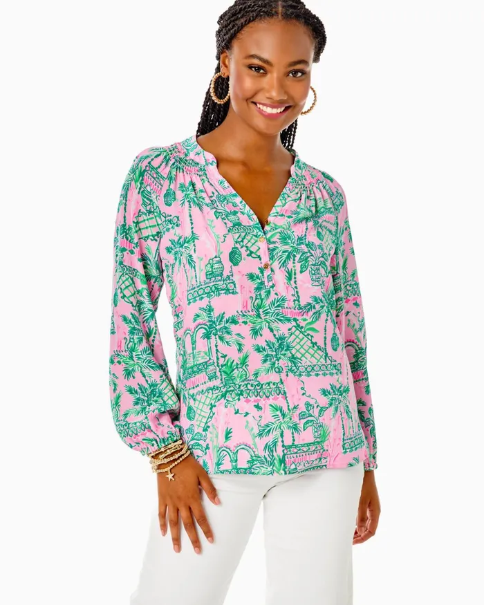 Tops WomenHome and Gifts Lilly Pulitzer Elsa Silk Top Mandevilla Baby Always Worth It Tops WomenHome and Gifts Lilly Pulitzer Elsa Silk Top Mandevilla Baby Always Worth It