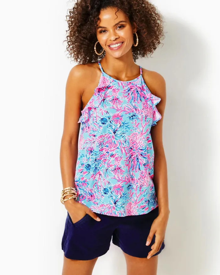 Tops Women Lilly Pulitzer Billie Tank Top Celestial Blue Seek And Sea Tops Women Lilly Pulitzer Billie Tank Top Celestial Blue Seek And Sea