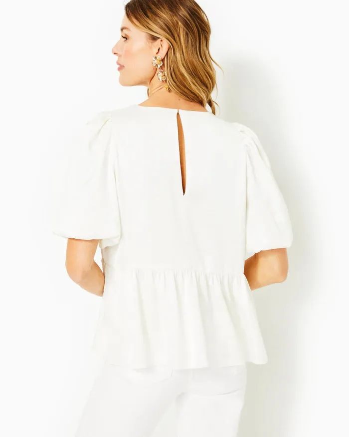 Tops Women Lilly Pulitzer Blakelynn Elbow Sleeve Top Coconut