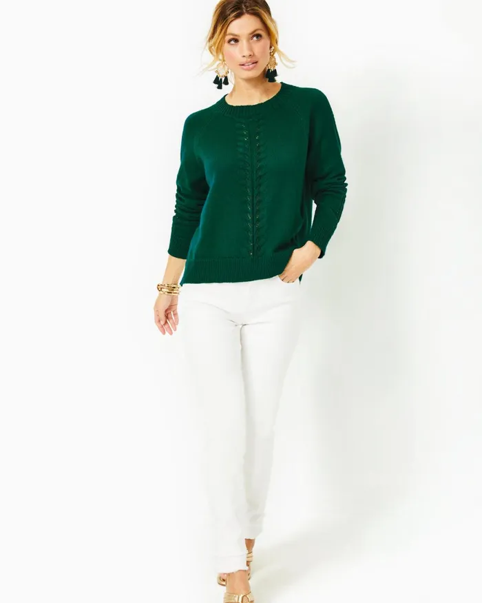 Tops Women Lilly Pulitzer Esma Sweater Evergreen Tops Women Lilly Pulitzer Esma Sweater Evergreen