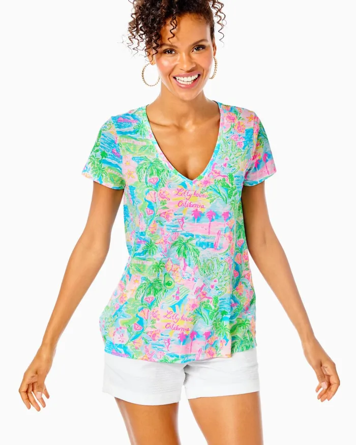 Tops Women Lilly Pulitzer Etta VNeck Top Multi Lilly Loves California