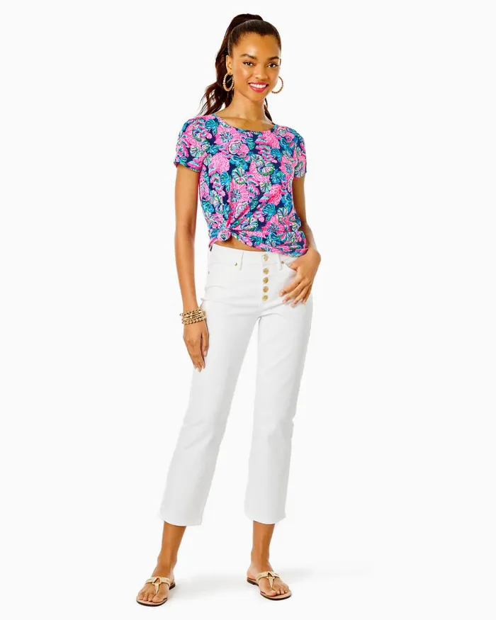 Tops Women Lilly Pulitzer Geanie Button Down Top Resort White