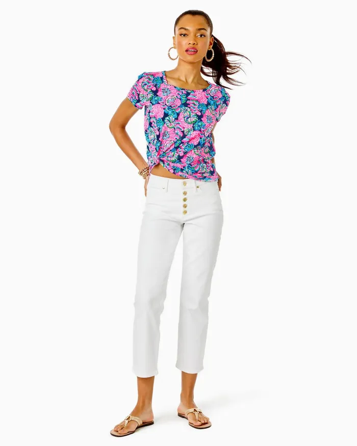 Tops Women Lilly Pulitzer Geanie Button Down Top Resort White