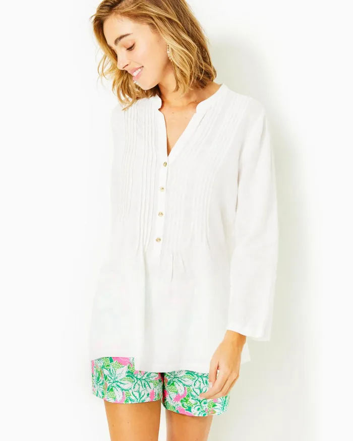 Tops Women Lilly Pulitzer Sarasota Tunic Top Resort White