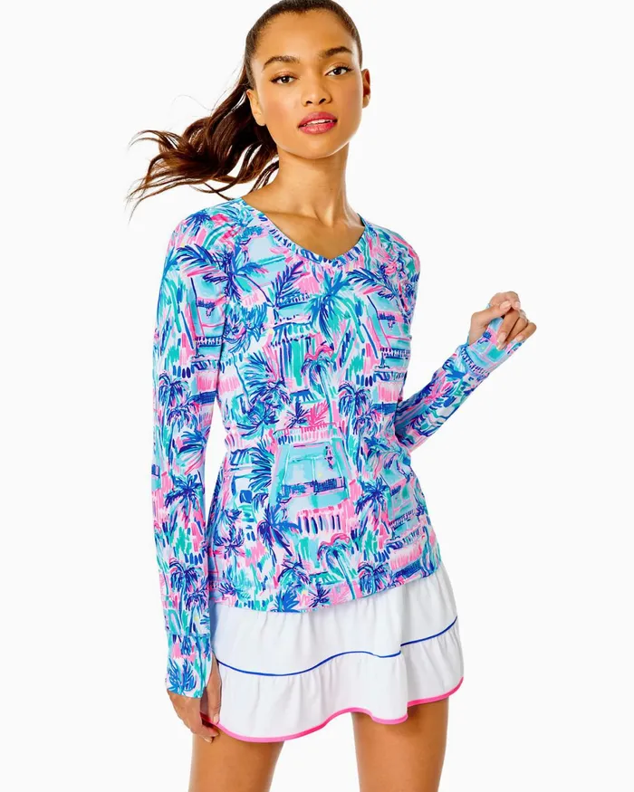 Tops Women Lilly Pulitzer UPF 50 Luxletic Canna Bra Tank Top Ravello Blue Perfect Match Tops Women Lilly Pulitzer UPF 50 Luxletic Canna Bra Tank Top Ravello Blue Perfect Match