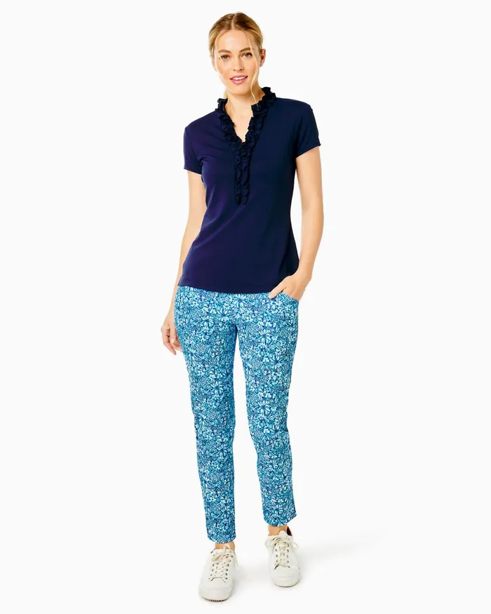Tops Women Lilly Pulitzer UPF 50 Luxletic Frida Ruffle Polo Top True Navy Tops Women Lilly Pulitzer UPF 50 Luxletic Frida Ruffle Polo Top True Navy