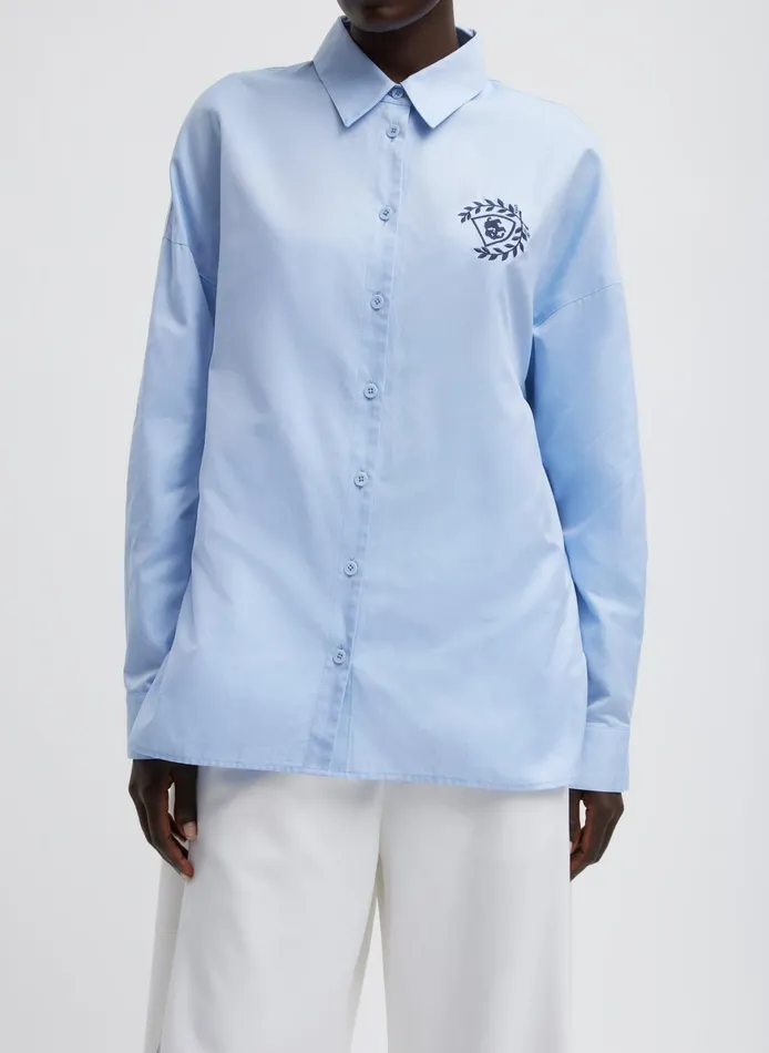 Tops Women Tibi Oxford Shirting Crest Gabe Oversized Shirt