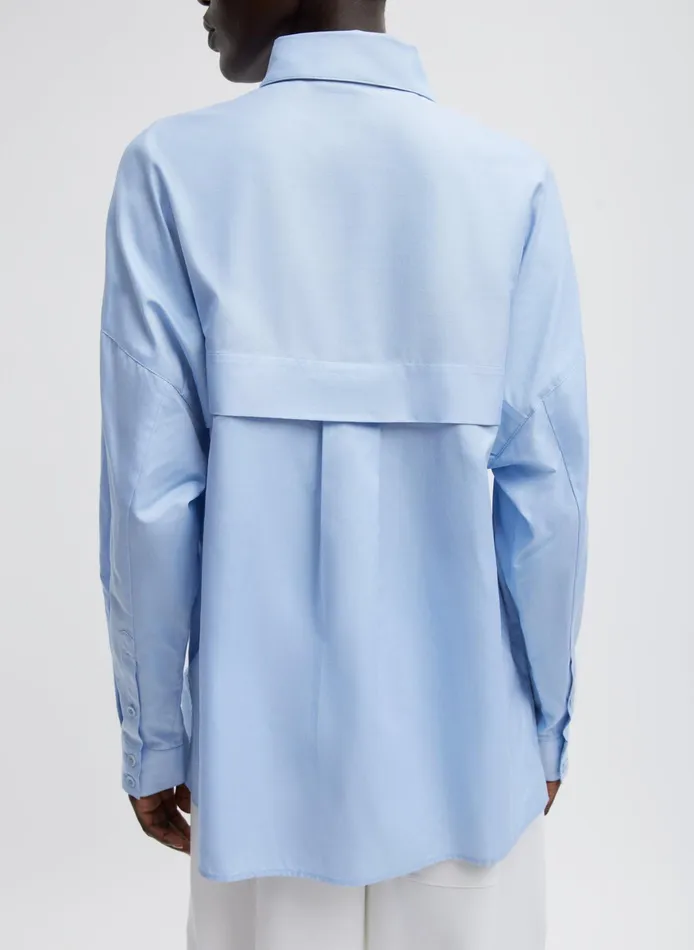Tops Women Tibi Oxford Shirting Crest Gabe Oversized Shirt
