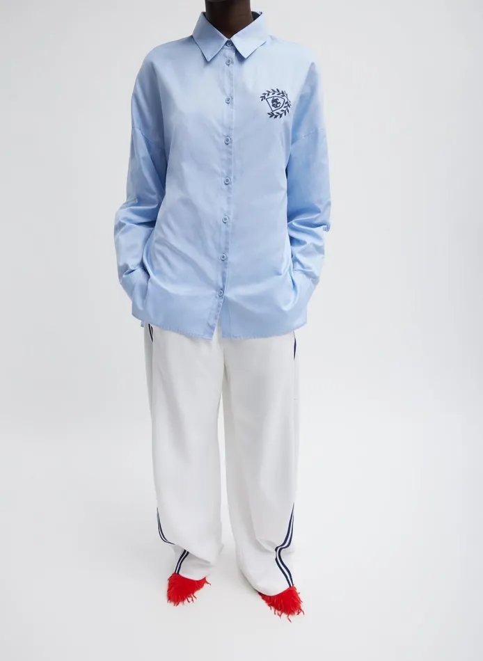 Tops Women Tibi Oxford Shirting Crest Gabe Oversized Shirt