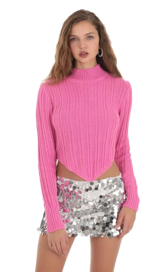 Turtleneck Knit Jumper Pink Women LUCY IN THE SKY Jumpers and Cardigans