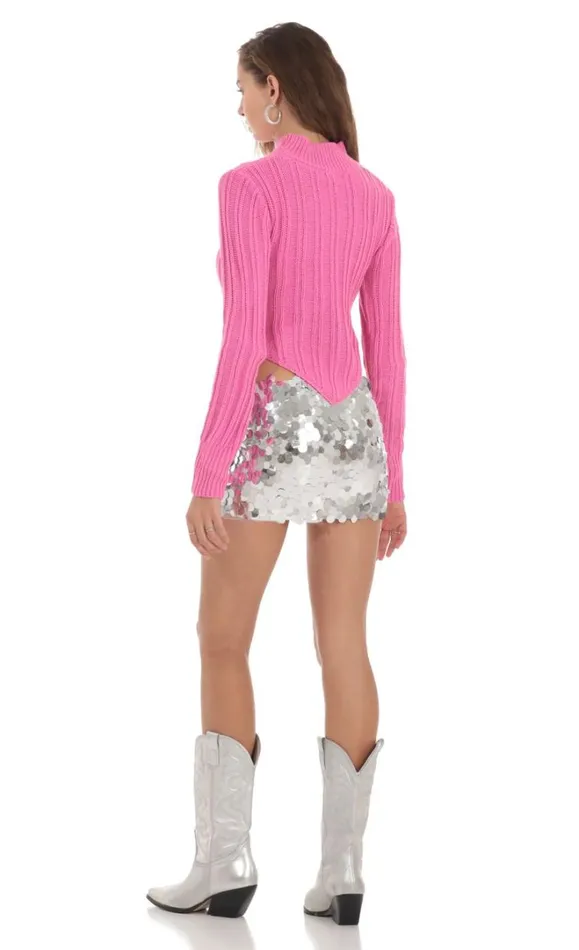 Turtleneck Knit Jumper Pink Women LUCY IN THE SKY Jumpers and Cardigans Turtleneck Knit Jumper Pink Women LUCY IN THE SKY Jumpers and Cardigans