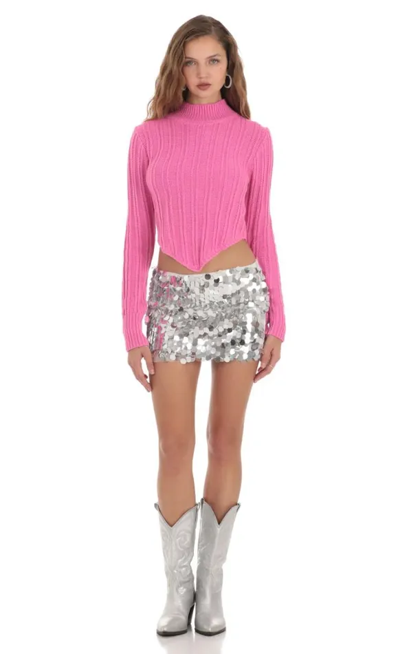Turtleneck Knit Jumper Pink Women LUCY IN THE SKY Jumpers and Cardigans Turtleneck Knit Jumper Pink Women LUCY IN THE SKY Jumpers and Cardigans