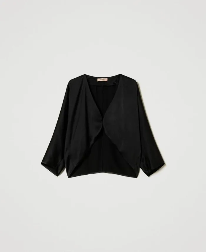 Twinset Blazers Satin Shrug Black 8211 Clothing