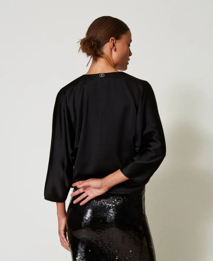 Twinset Blazers Satin Shrug Black 8211 Clothing