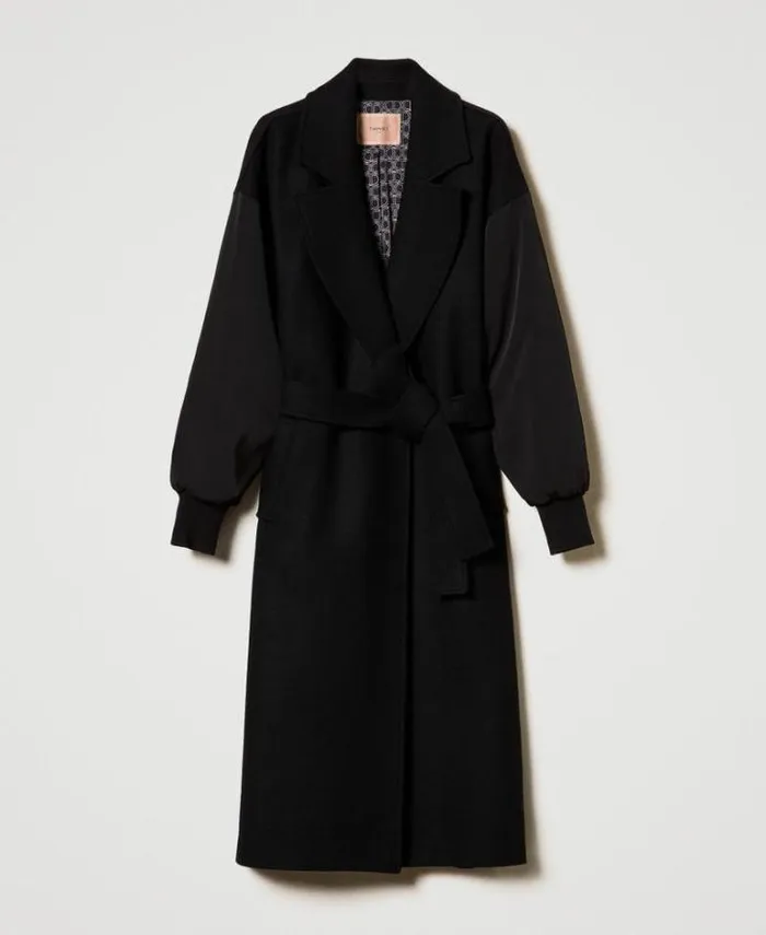 Twinset Coats And Trench Coats Wool Blend Cloth Coat Black 8211 Clothing