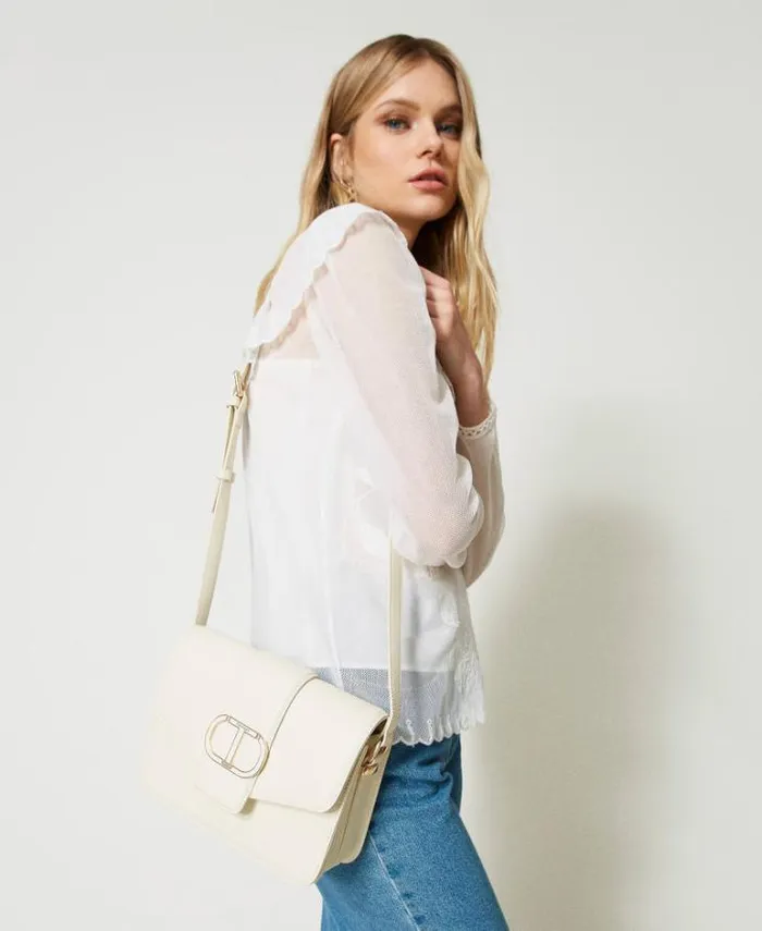 Twinset Cross Body Bags Amie Leather Shoulder Bag Ivory 8211 Bags