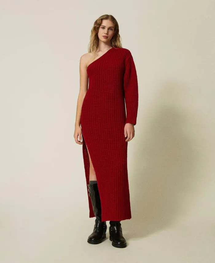 Twinset Elegant Dresses 039Alice039 Long Knit Dress Venetian Red 8211 Clothing