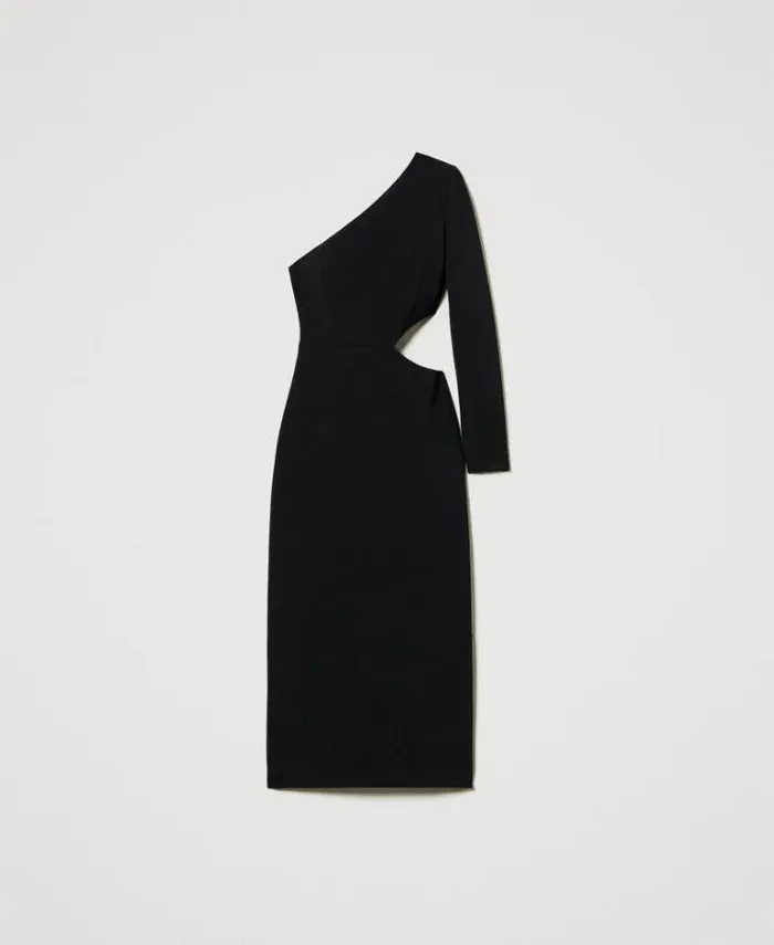 Twinset Elegant Dresses Oneshoulder Midi Dress Black 8211 Clothing