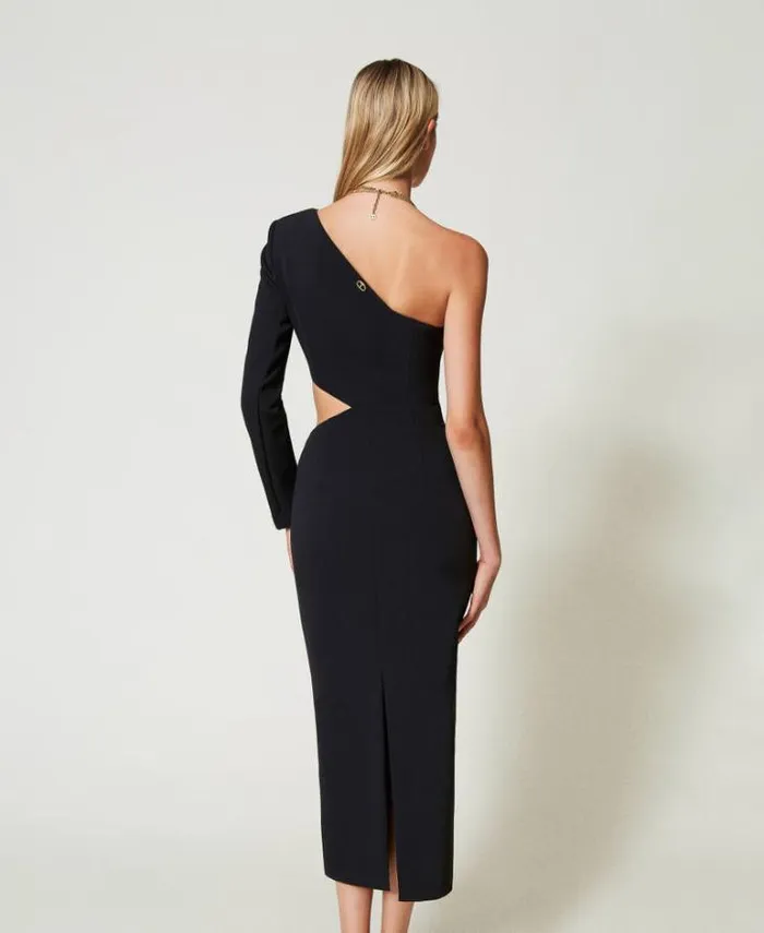 Twinset Elegant Dresses Oneshoulder Midi Dress Black 8211 Clothing
