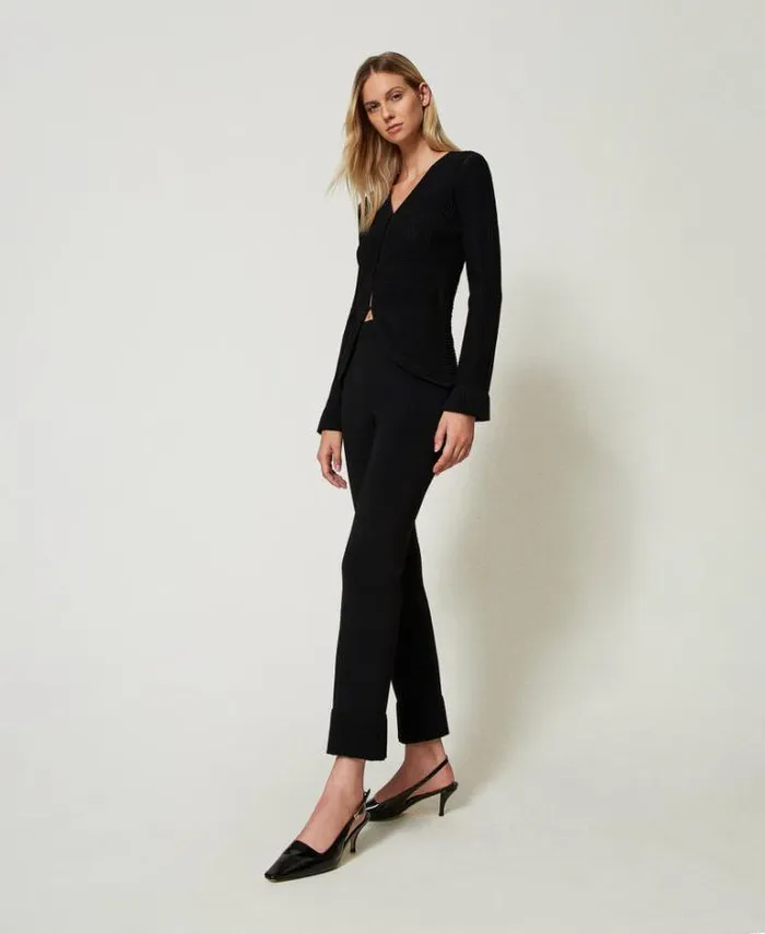 Twinset Flares Flared Knit Trousers Black 8211 Clothing